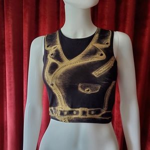 Carousel Ink Black Moto Crop Top Size Small